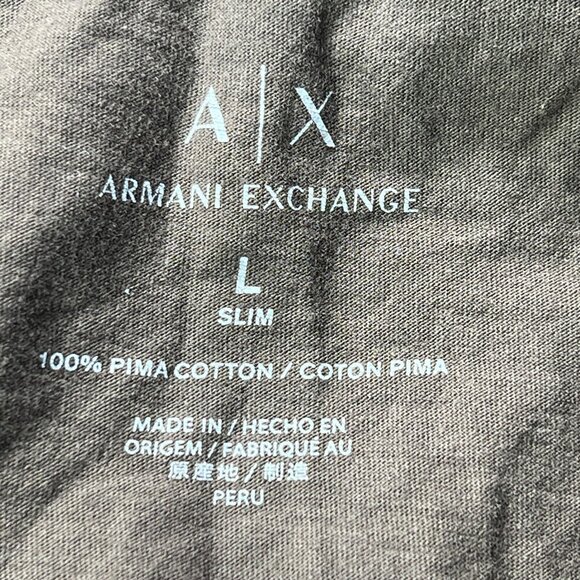 Armani Exchange Short Sleeve V-Neck T-Shirt Womens Large Slim Pima Cotton - Picture 3 of 5